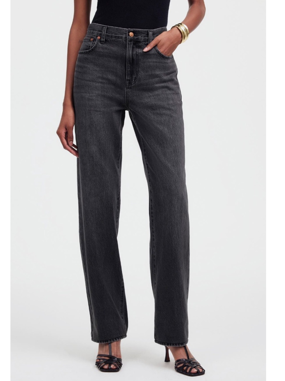 MADEWELL The‎ Rail Straight Leg Jean, Size 6 (28" Waist), Black, NWT